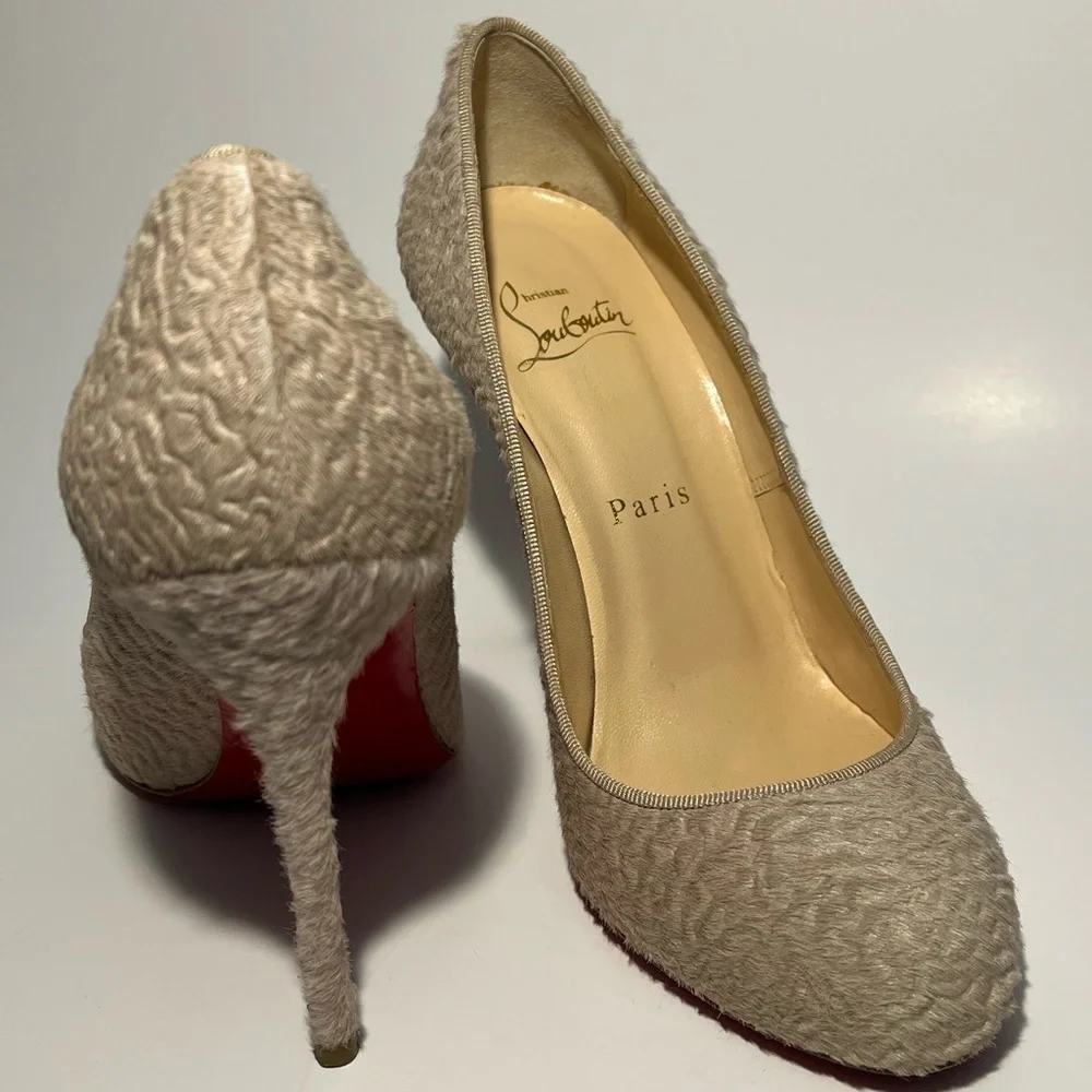 Christian Louboutin Size 36 Fifi Astrakan Hair Round Toe Pumps Authentic COA - Picture 3 of 13